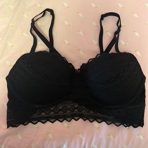 Pink Bralette Black Lace Medium